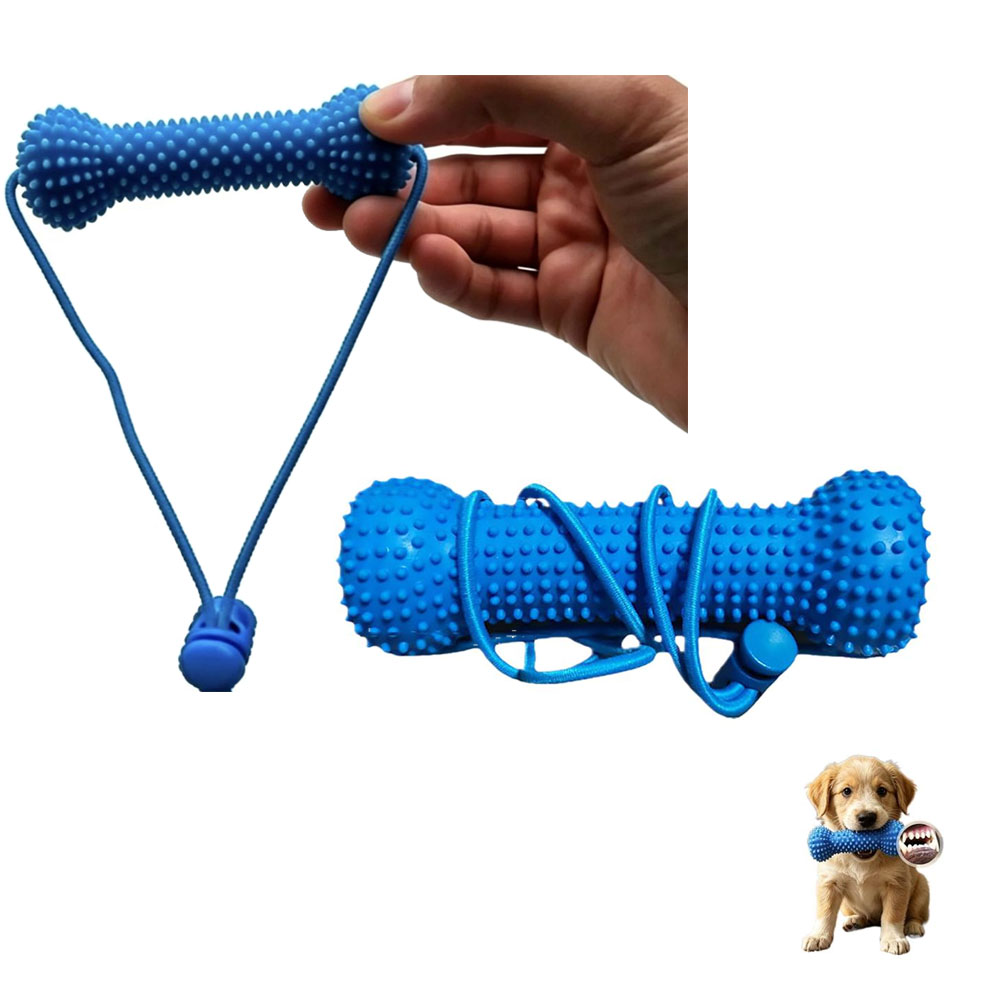 Teeth Cleaning Dog Chew Bone - لعبة مطاطية لتنظيف أسنان الكلاب مقاومة