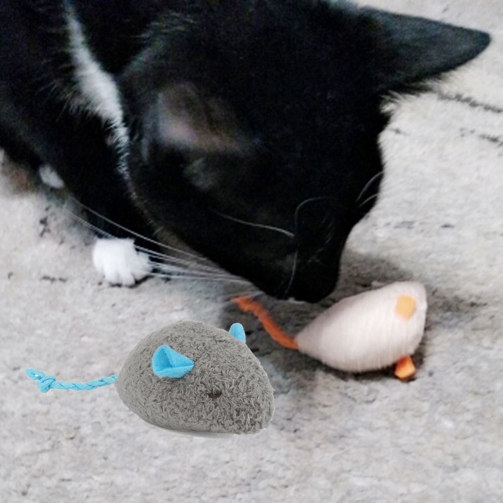 Catnip Interactive Plush Mouse - 2 قطعة لعبة تدريب القطط التفاعلية