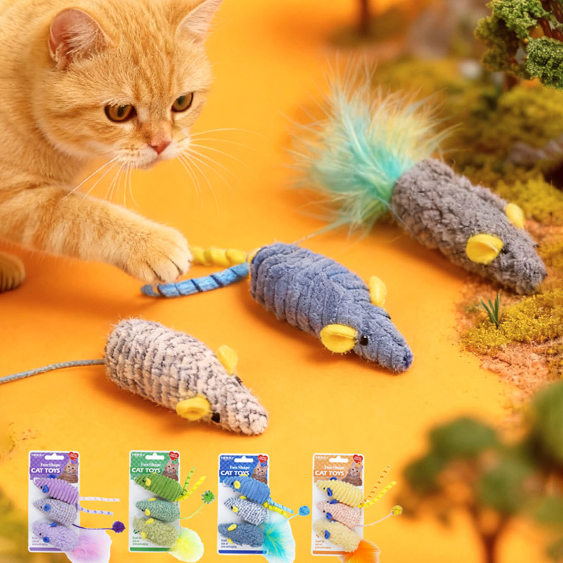 3 قطعة لعبة قطيفة على شكل فأر  - مراجعة Catnip Interactive Plush Mouse وسعره