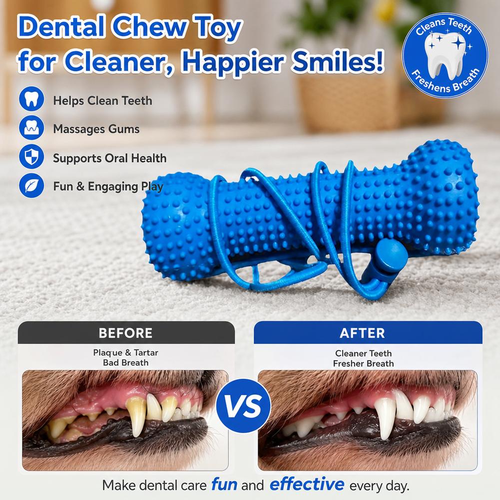 لعبة مطاطية لتنظيف أسنان الكلا - مراجعة Teeth Cleaning Dog Chew Bone وسعره